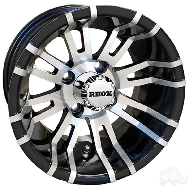 RHOX RX270 –  Machined w/ Black w/ Center Cap –  12×7 ET-25