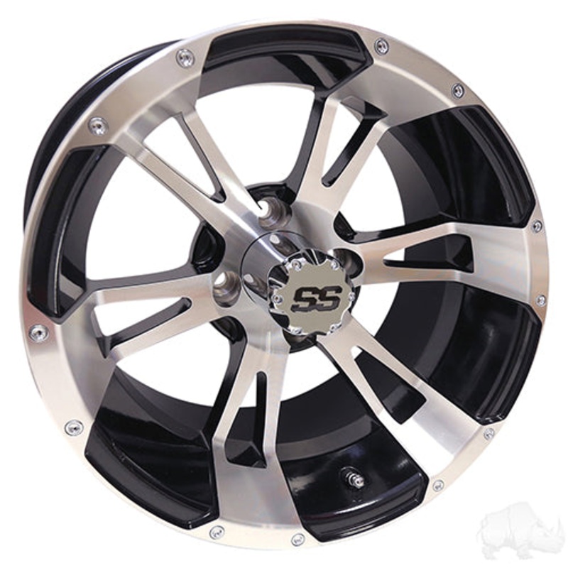 RHOX RX340 –  Machined w/ Black w/ Center Cap –  14×7 ET-25