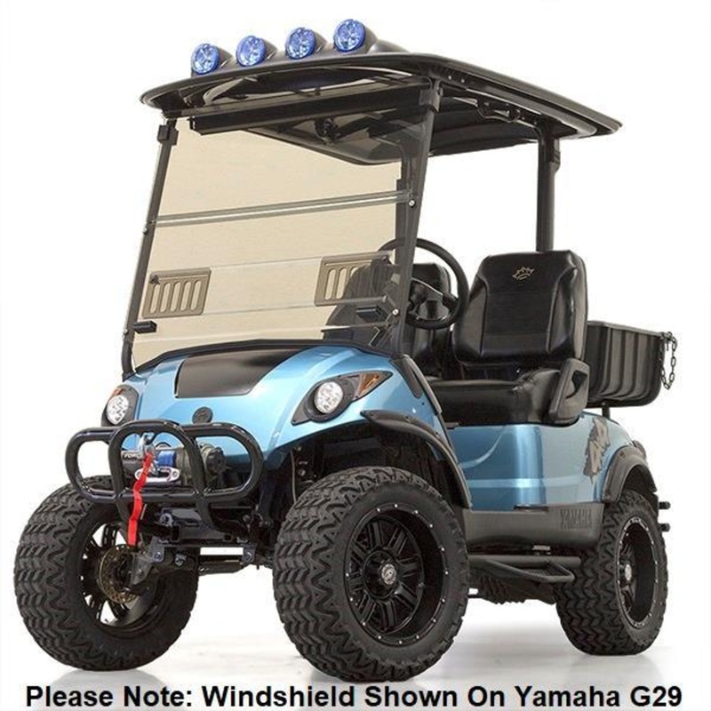 Tinted E-Z-GO RXV 1/4″ Fold-Down Windshield with Vents (Years 2008-Up)
