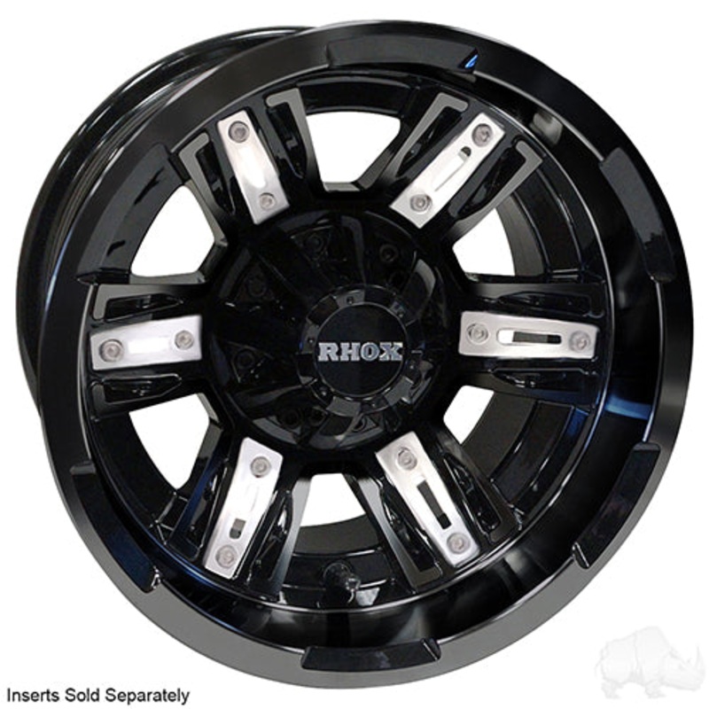 12″ Golf Cart Wheel – Gloss Black Rim – 12×7 ET-25