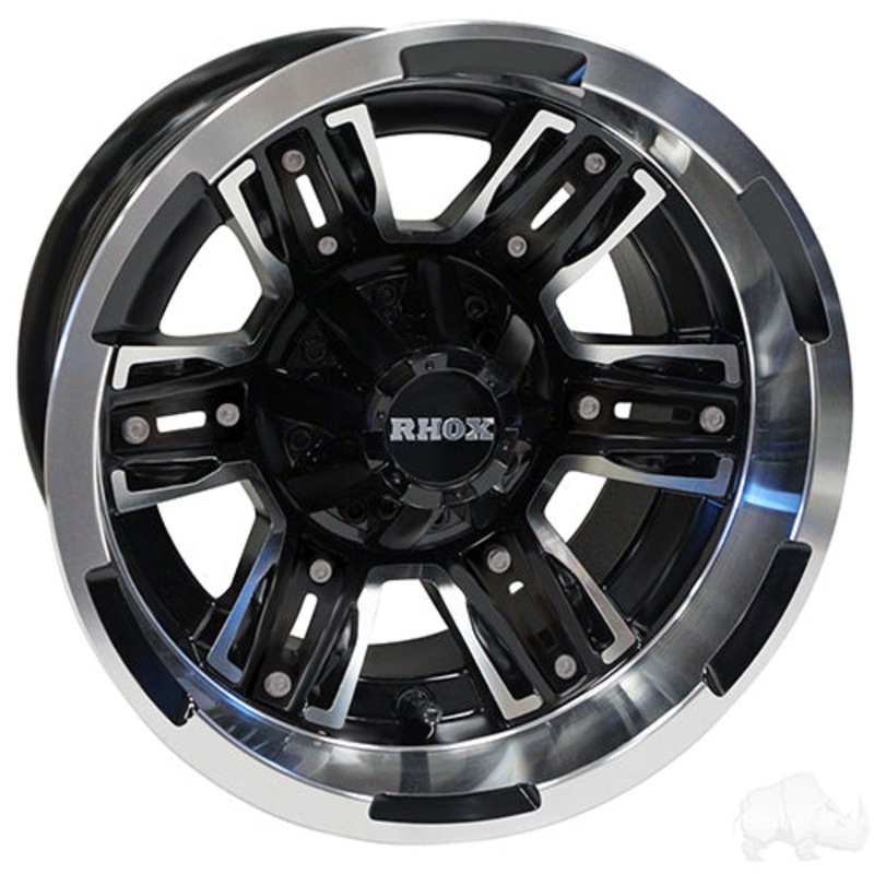 12″ Golf Cart Wheel – Machined Matte Black Rim – 12×7 ET-25