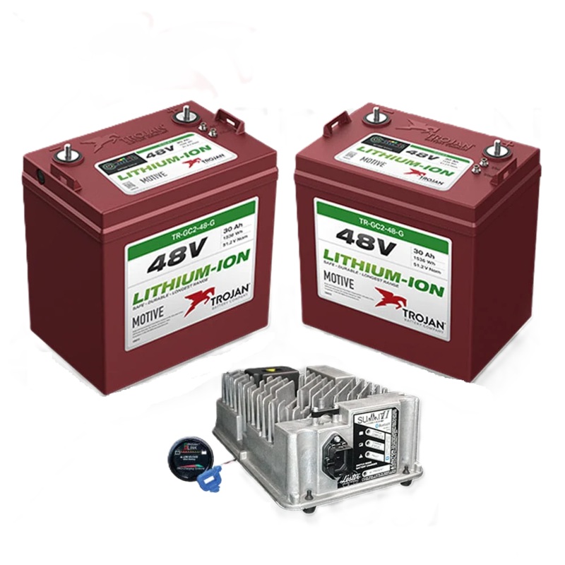 Trojan Lithium 48V Golf Cart Batteries 60 AMH [Bundle Includes 2x Trojan Batteries + Lester Charger] Club Car