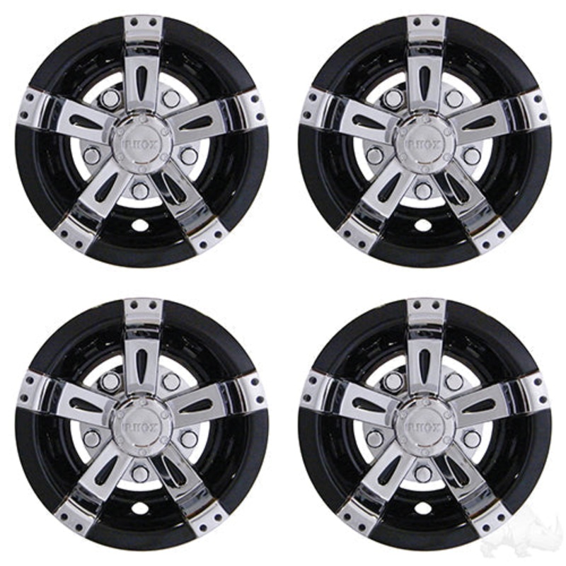 RHOX Golf Cart Wheel Cover- SET OF 4 – 8″ Vegas Chrome/Black