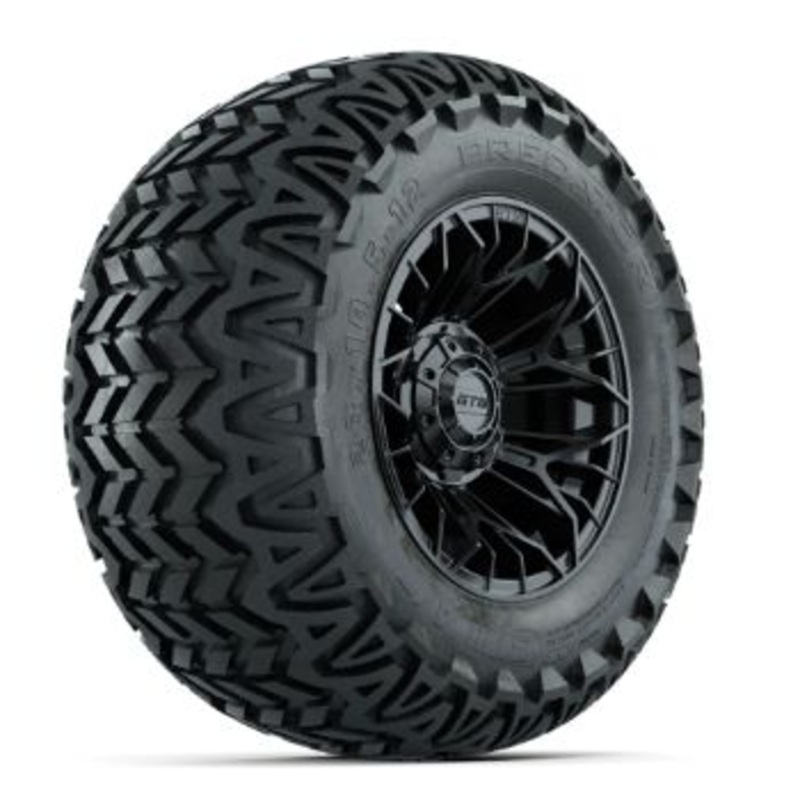Set of (4) 12 in GTW Stellar Black Wheels with 23×10.5-12 Predator All-Terrain Tires