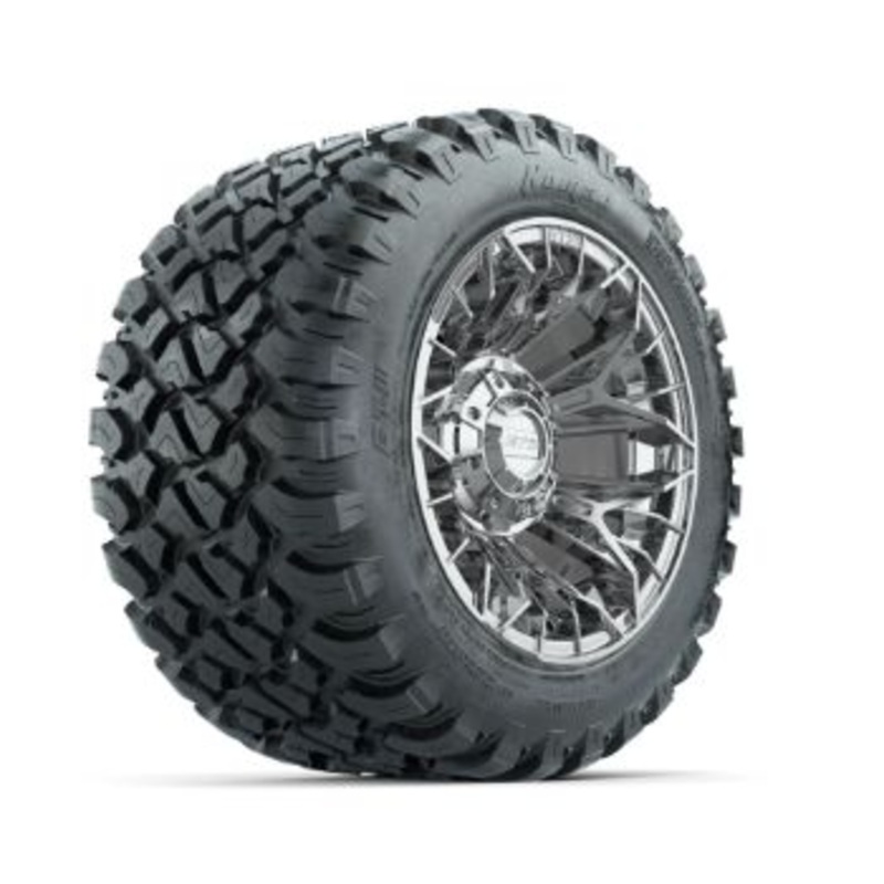 Set of (4) 12 in GTW Stellar Chrome Wheels with 22×11-R12 Nomad All-Terrain Tires
