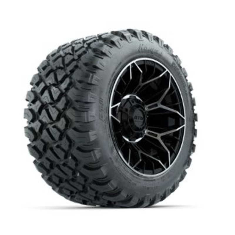 Set of (4) 12 in GTW Stellar Machined & Black Wheels with 22×11-R12 Nomad All-Terrain Tires