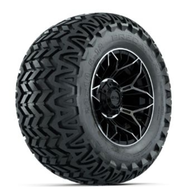 Set of (4) 12 in GTW Stellar Machined & Black Wheels with 23×10.5-12 Predator All-Terrain Tires