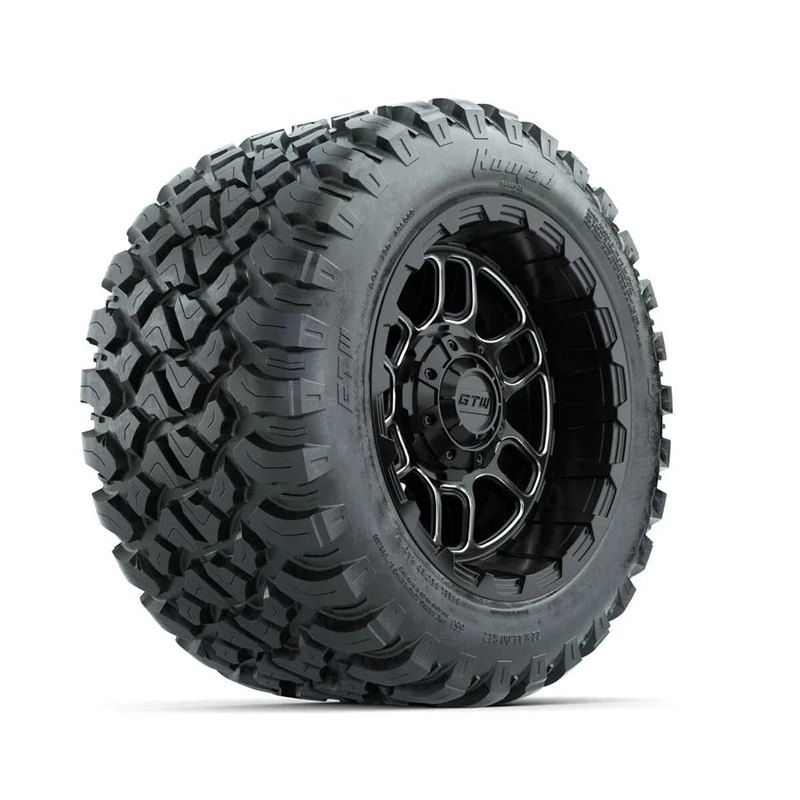 Set of (4) 12 in GTW Titan Machined & Black Wheels with 22×11-R12 Nomad All-Terrain Tires