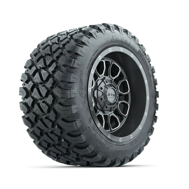 Set of (4) 12 in GTW Volt Gunmetal Wheels with 22×11-R12 Nomad All-Terrain Tires