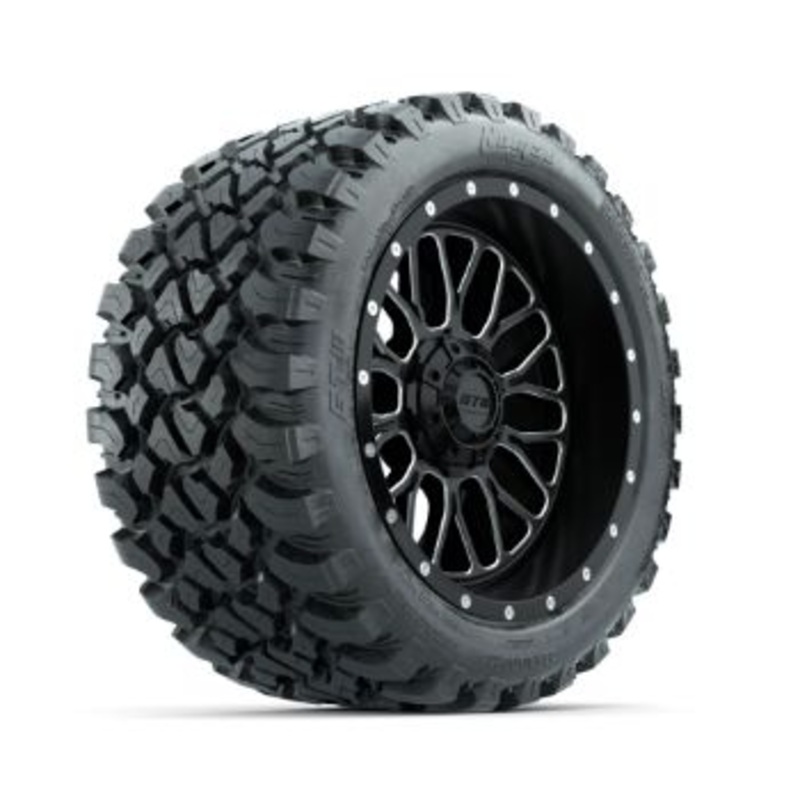 Set of (4) 14 in GTW Helix Machined & Black Wheels with 23×10-R14 Nomad All-Terrain Tires