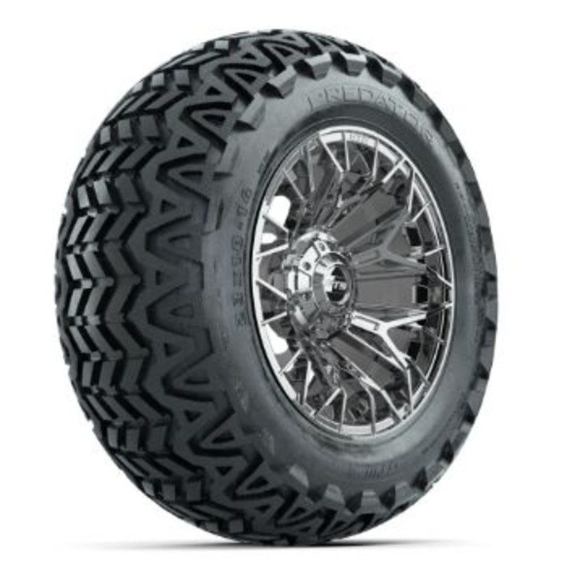 Set of (4) 14 in GTW Stellar Chrome Wheels with 23×10-14 Predator All-Terrain Tires
