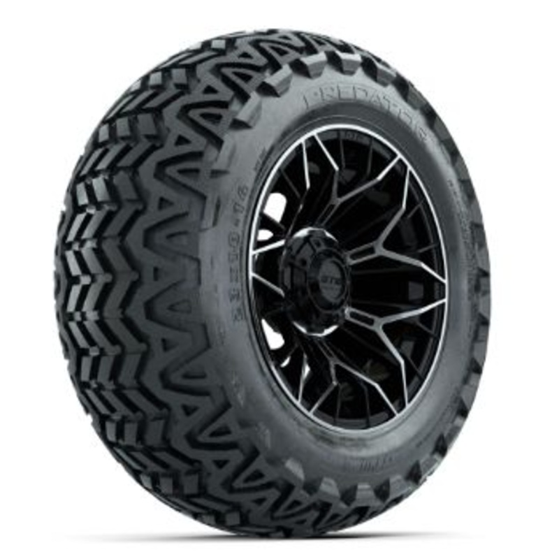 Set of (4) 14 in GTW Stellar Machined & Black Wheels with 23×10-14 Predator All-Terrain Tires