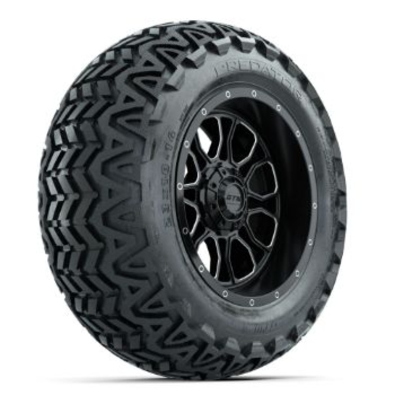 Set of (4) 14 in GTW Volt Machined & Black Wheels with 23×10-14 Predator All-Terrain Tires
