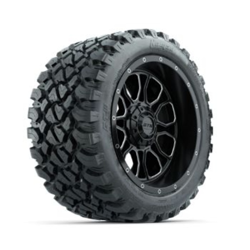 Set of (4) 14 in GTW Volt Machined & Black Wheels with 23×10-R14 Nomad All-Terrain Tires