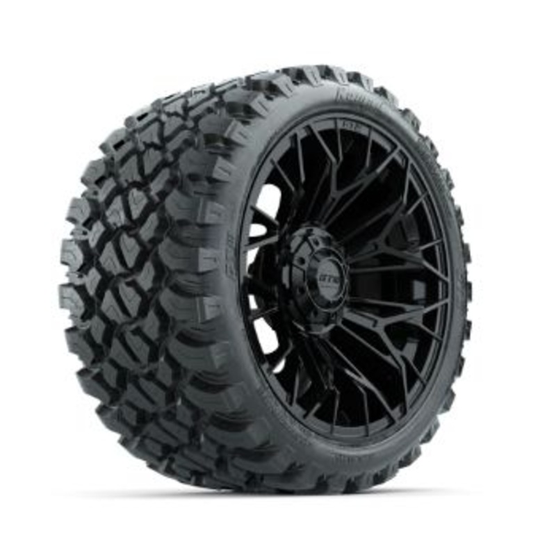 Set of (4) 15 in GTW Stellar Black Wheels with 23×10-R15 Nomad All-Terrain Tires