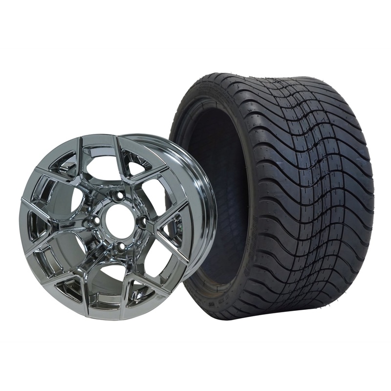 SGC 12″ Rally Chrome Wheel – Aluminum Alloy / STEELENG 215/35-12 Low Profile Tire Tires Combo – Set of 4