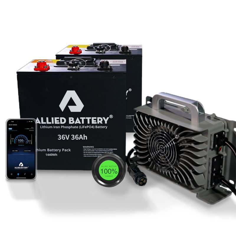 Allied Lithium Battery 36V 36AH Bundle includes – Free Charger – Drop in Ready Club Car (Pre 2000) 2 x 36V 36Ah (72Ah Total)