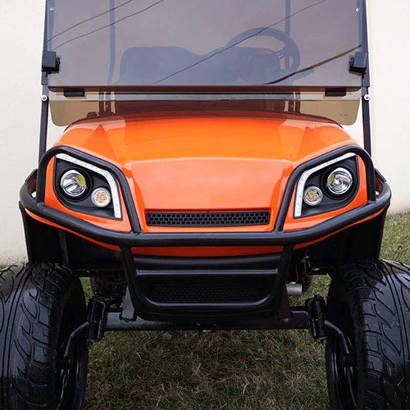 EZGO RXV Golf Cart RHOX Brush Guard – Black Powder Coat Steel Front 2016+