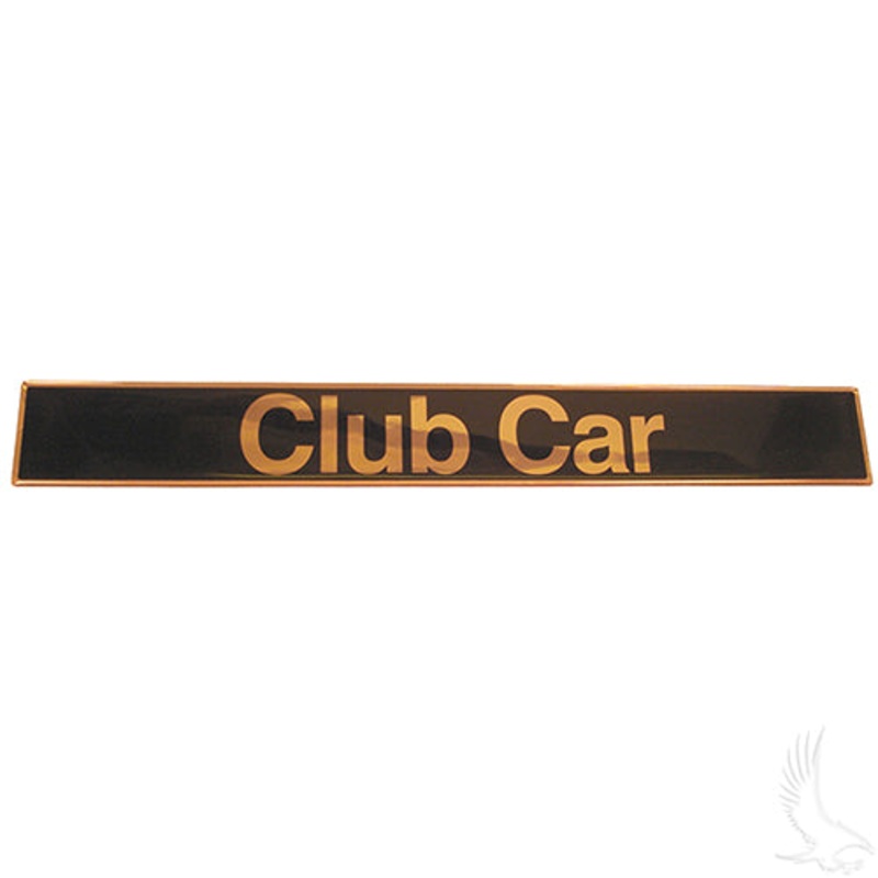 Club Car DS Golf Cart Front Name Plate/Emblem – Black/Gold (1982+)