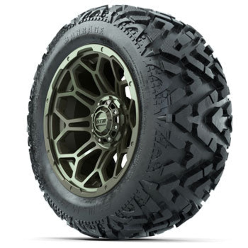 GTW Bravo Matte Recon Green 14 in Wheels with 23 in Barrage Mud Tires – Set of 4