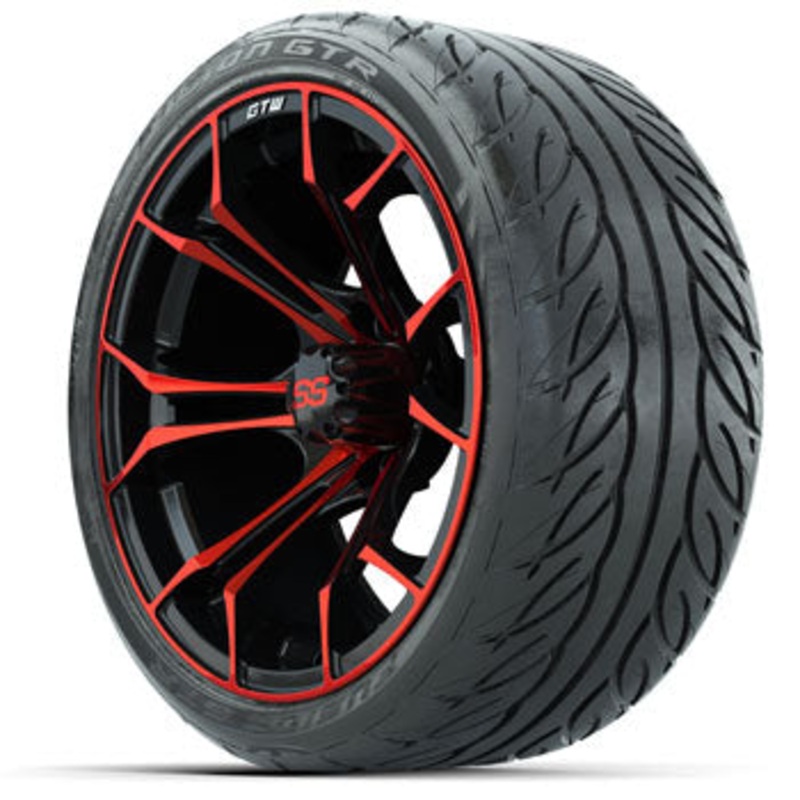 GTW Spyder Black/Red 15 in Wheels with Fusion GTR Lo-Pro Street Tires – Set of 4