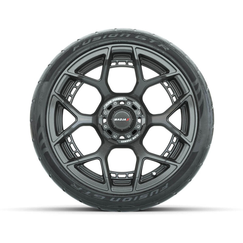 Set of (4) 15″ Inch MadJax Flow Form Evolution Gunmetal Wheels with GTW Fusion GTR Street Tires