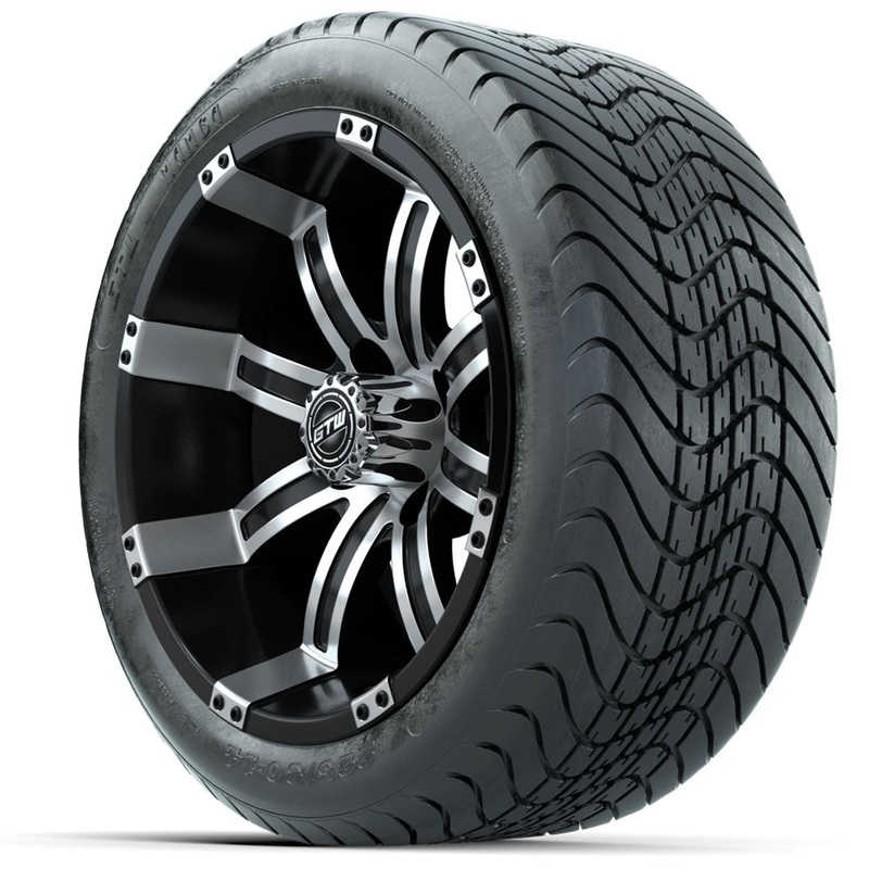 14 inch GTW Tempest Machined/Black Wheels with GTW Mamba Street Tires – Set of 4