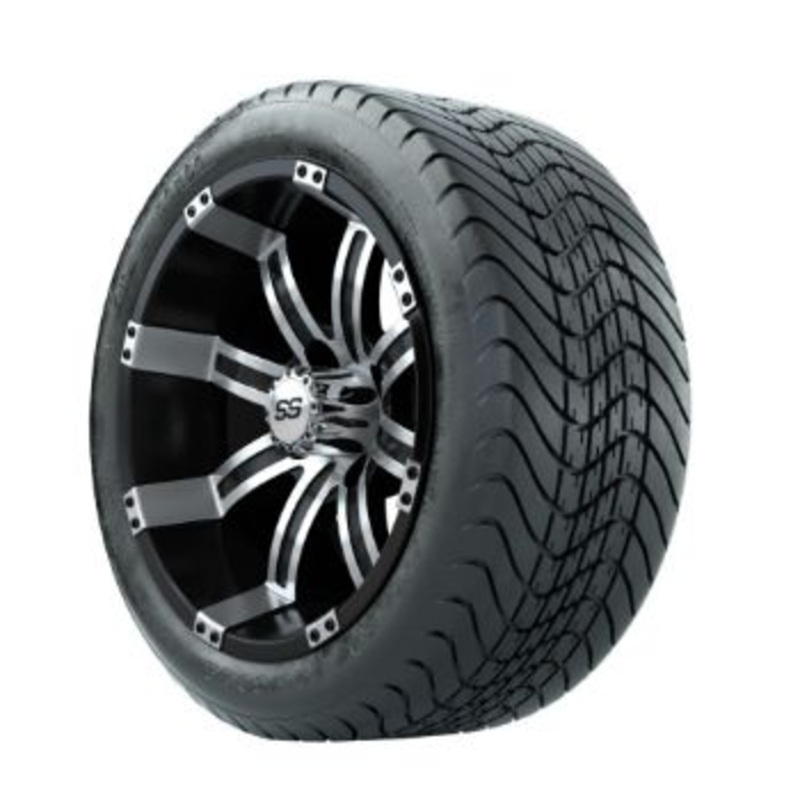 14 inch GTW Tempest Machined/Black Wheels with Mamba Street Tires