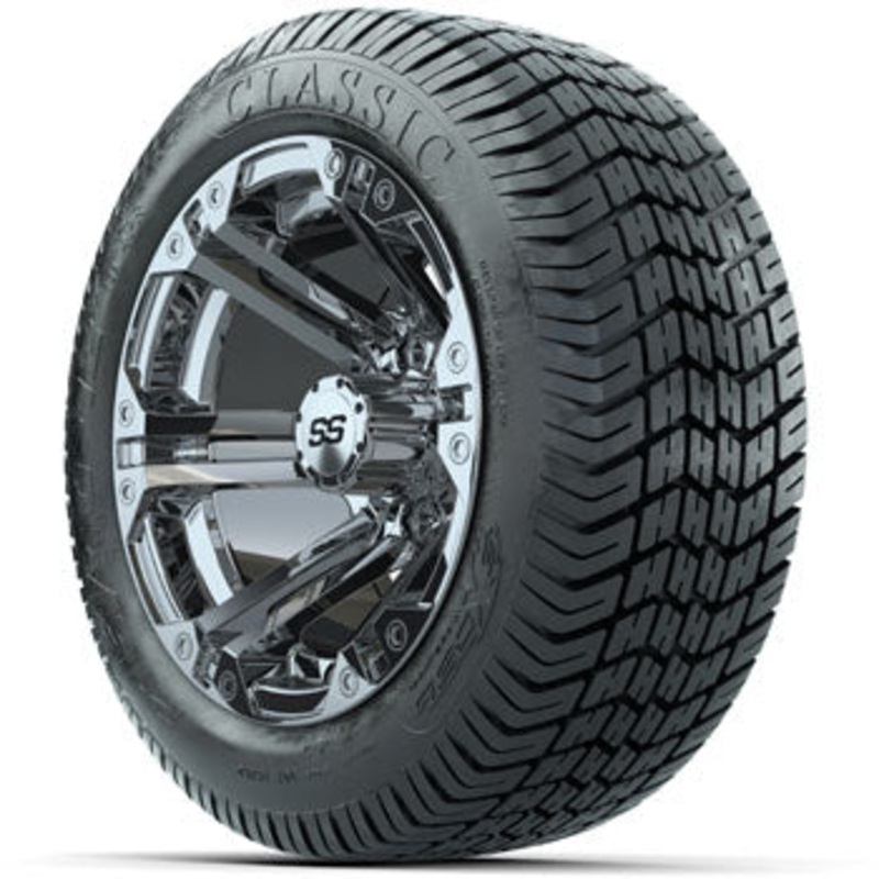 GTW Chrome Specter 12 in Wheels with 215/40-12 Excel Classic Street Tires – Set of 4