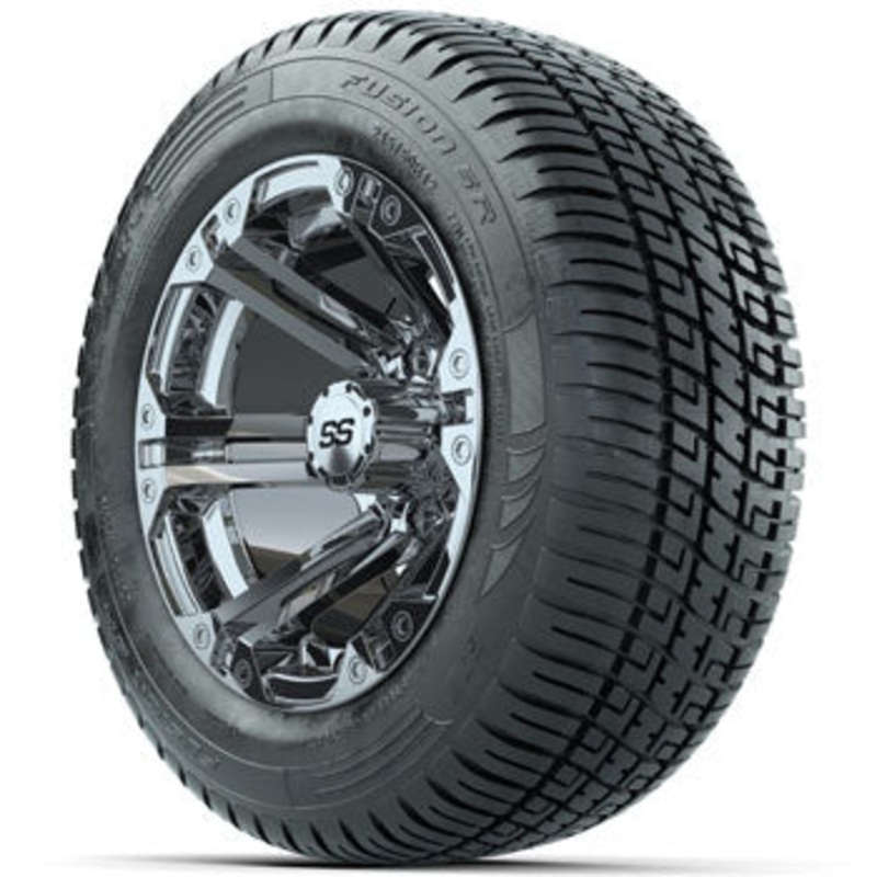 GTW Chrome Specter 12 in Wheels with 215/50-R12 Fusion S/R Street Tires – Set of 4