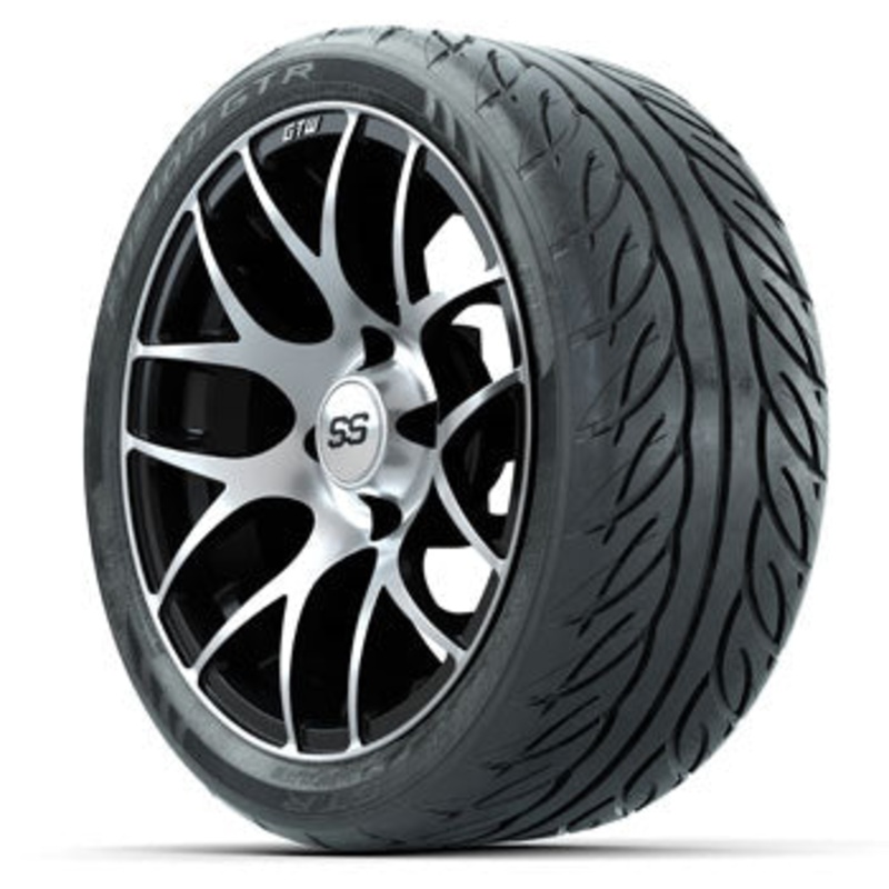 GTW Machined/Black Pursuit 14 in Wheels with 205/40-R14 Fusion GTR Street Tires – Set of 4