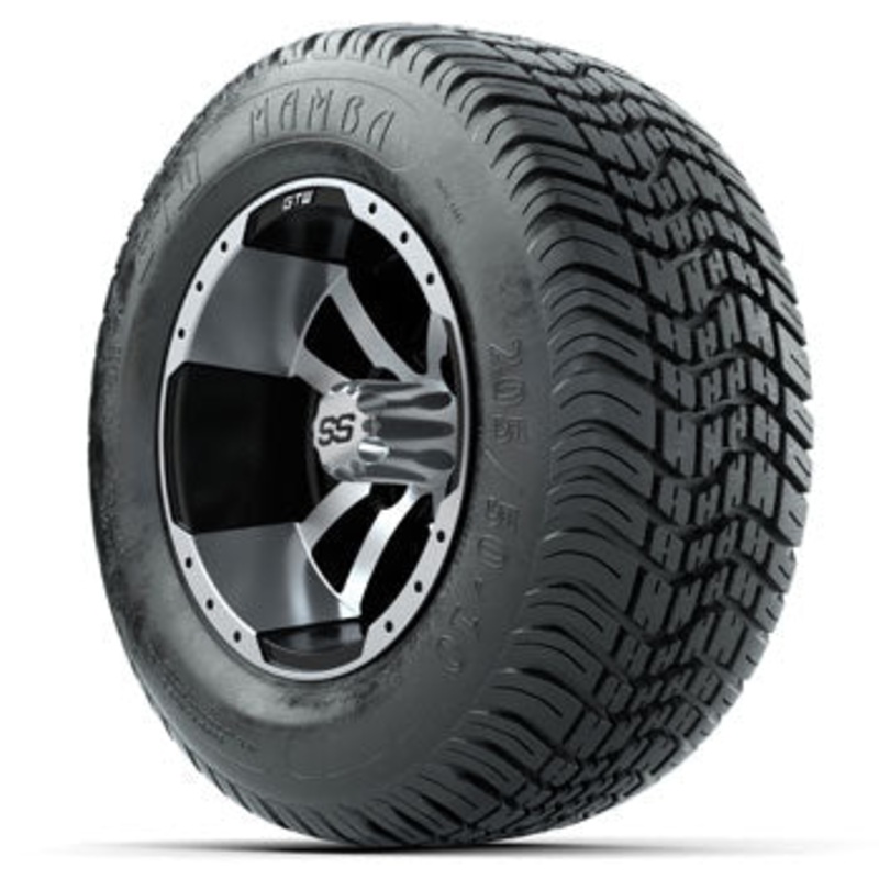 GTW Machined/Black Storm Trooper 10 in Wheels with 205/50-10 Mamba Street Tires – Set of 4