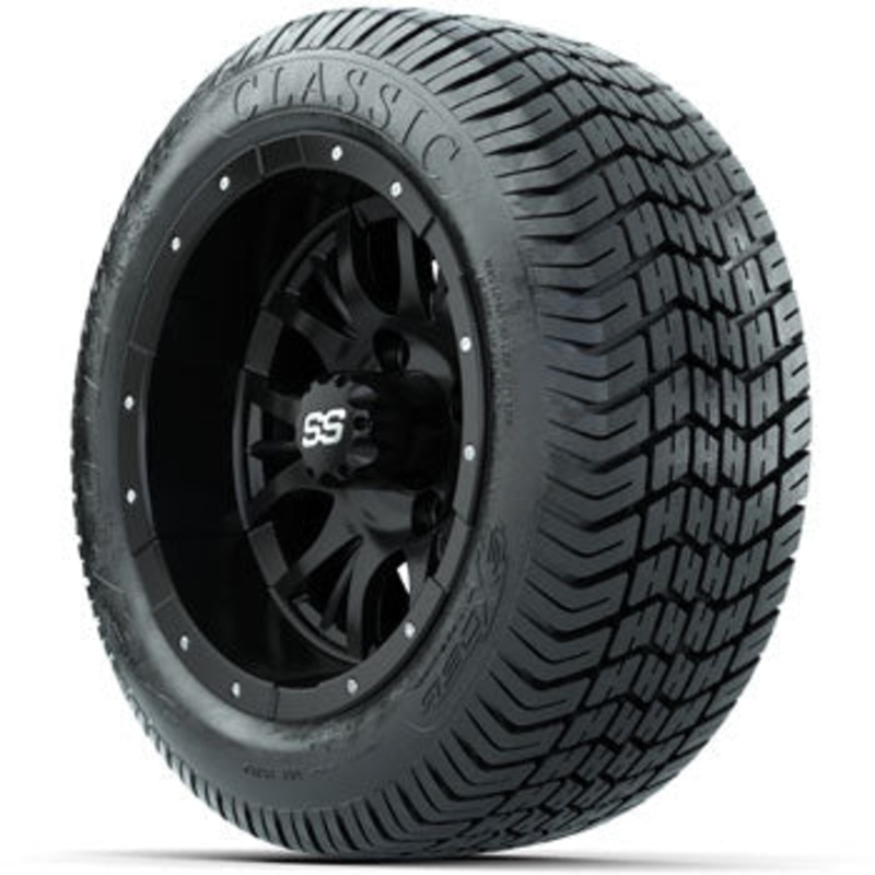 GTW Matte Black Diesel 12 in Wheels with 215/40-12 Excel Classic Street Tires – Set of 4