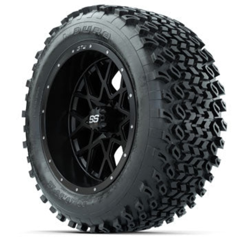 GTW Matte Black Vortex 14 in Wheels with 23×10-14 Duro Desert All-Terrain Tires – Set of 4