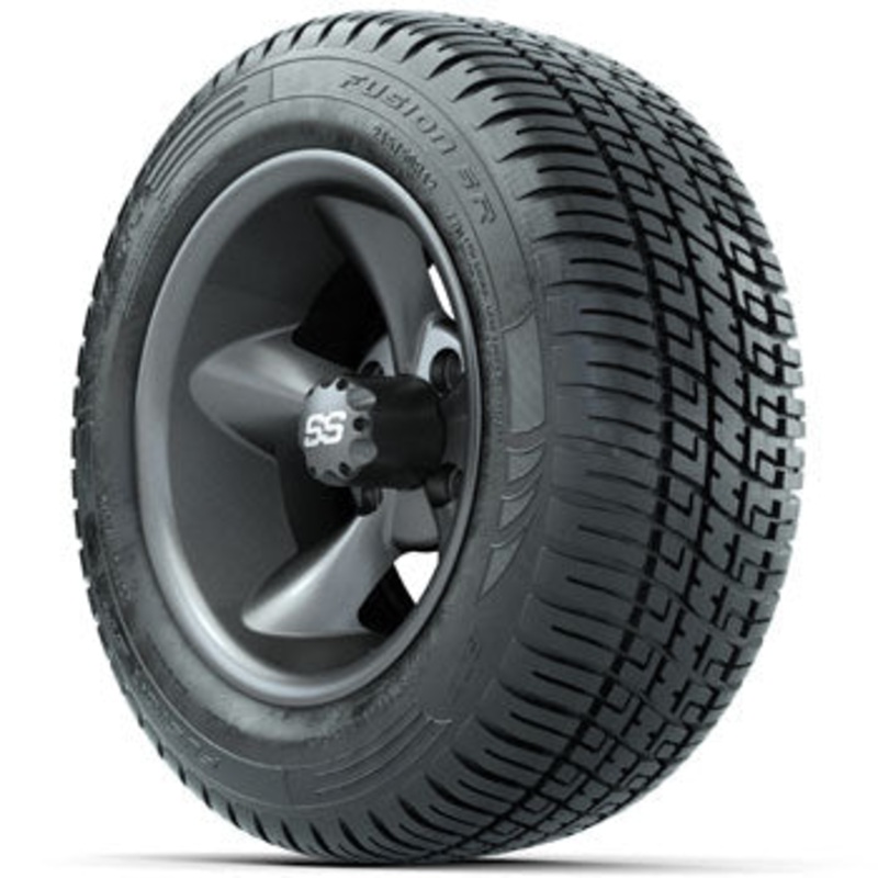 GTW Matte Gray Godfather 12 in Wheels with 215/50-R12 Fusion S/R Street Tires – Set of 4