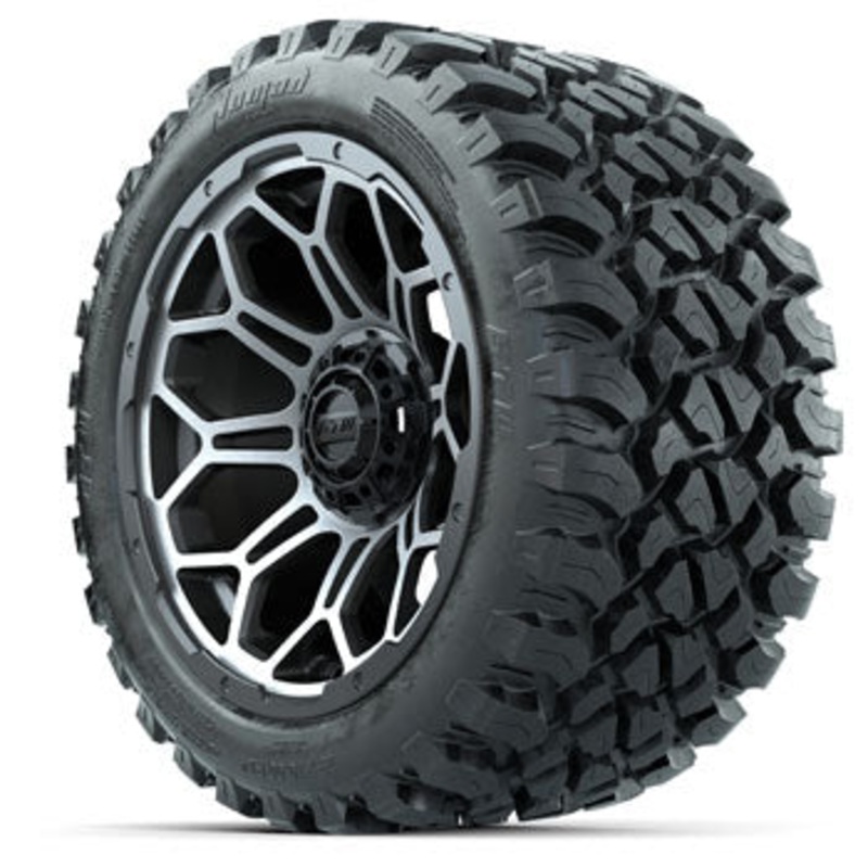 GTW Matte Gray/Machined Bravo 14 in Wheels with 23×10-14 Nomad All-Terrain Tires – Set of 4