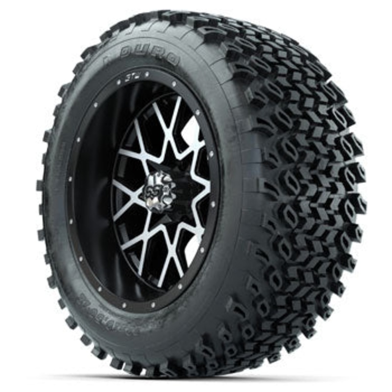 GTW Matte Machined/Black Vortex 14 in Wheels with 23×10-14 Duro Desert All-Terrain Tires – Set of 4