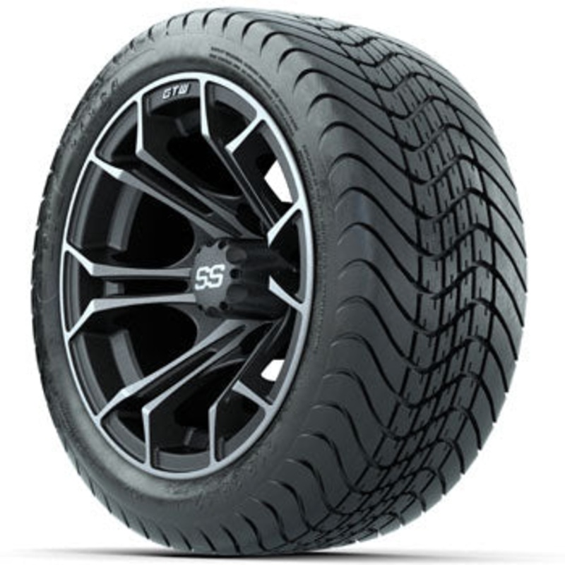 GTW Matte Machined/Gray Spyder 12 in Wheels with 215/35-12 Mamba Street Tires – Set of 4