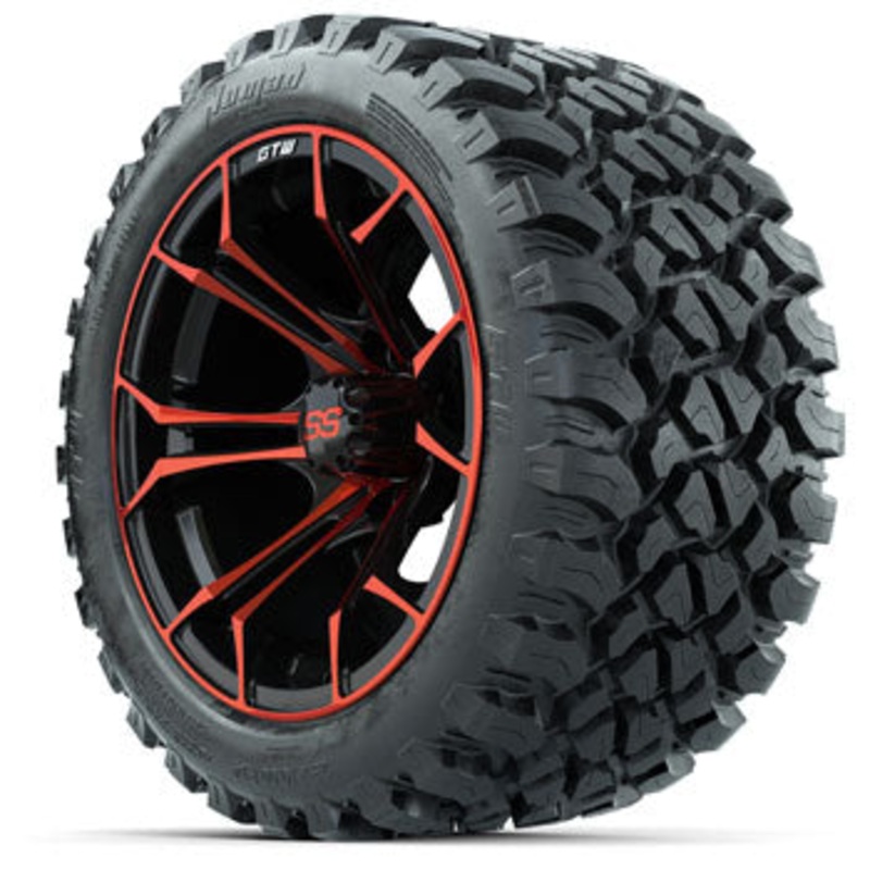 GTW Red/Black Spyder 14 in Wheels with 23×10-14 Nomad All-Terrain Tires – Set of 4