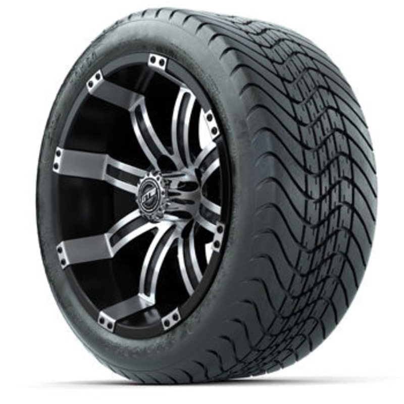GTW Tempest Black and Machined 14 in Wheels with 225×30-14 Mamba Street Tires – Set of 4