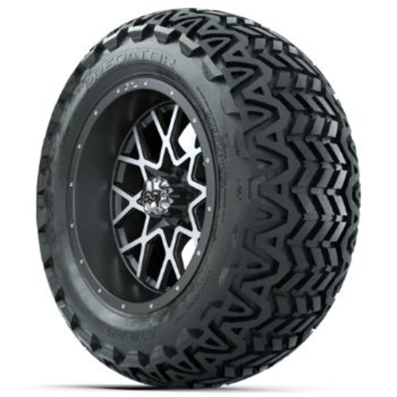 GTW Vortex Matte Machined/Gray 14 in Wheels with 23×10-14 GTW Predator All-Terrain Tires – Set of 4