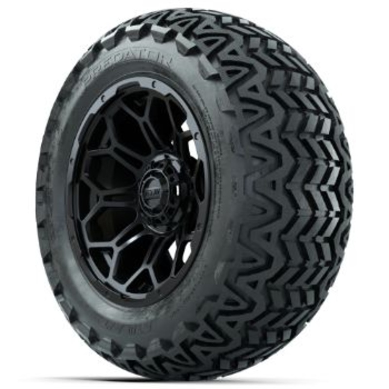 Set of 4 – 14 in GTW Matte Black Bravo Wheels with 23×10-14 GTW Predator All-Terrain Tires