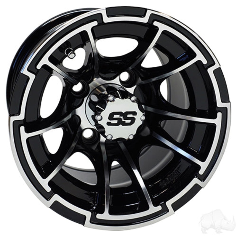 RHOX RX392 –  Golf Cart Wheel 10×7 ET-25 Machined Gloss Black