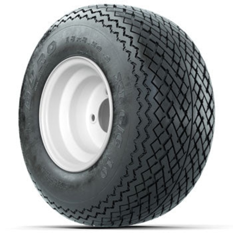 White Steel 8 in Wheels with 18 in Duro Sawtooth Tires – Set of 4