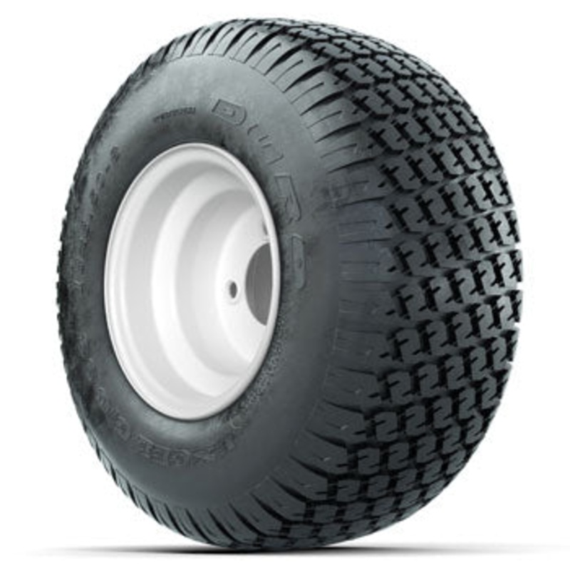 White Steel 8 in Wheels with 18 in S-Pattern Traction Tires – Set of 4
