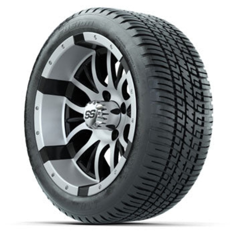 GTW Machined/Black Diesel 14 in Wheels with 205/30-14 Fusion Street Tires – Set of 4