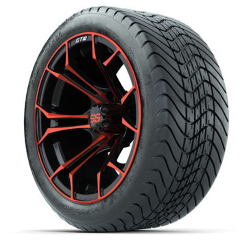 GTW Spyder Red/Black 14 in Wheels with 225/30-14 Mamba Street Tires – Set of 4