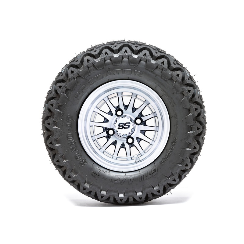 10″ GTW Medusa Black and Machined Wheels with 20″ Predator A/T Tires  Set of 4