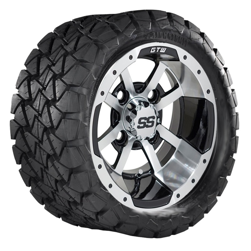 10″ GTW Storm Trooper Black and Machined Wheels with 22″ Timberwolf Mud Tires – Set of 4