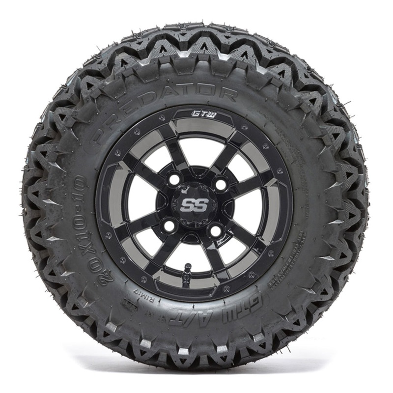 10″ GTW Storm Trooper Black Wheels with 20″ Predator A/T Tires  Set of 4